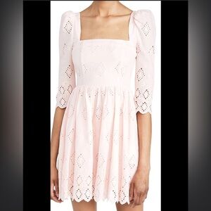 Cara Cara Hart Dress Light Pink Eyelet Mini Size 4 euc